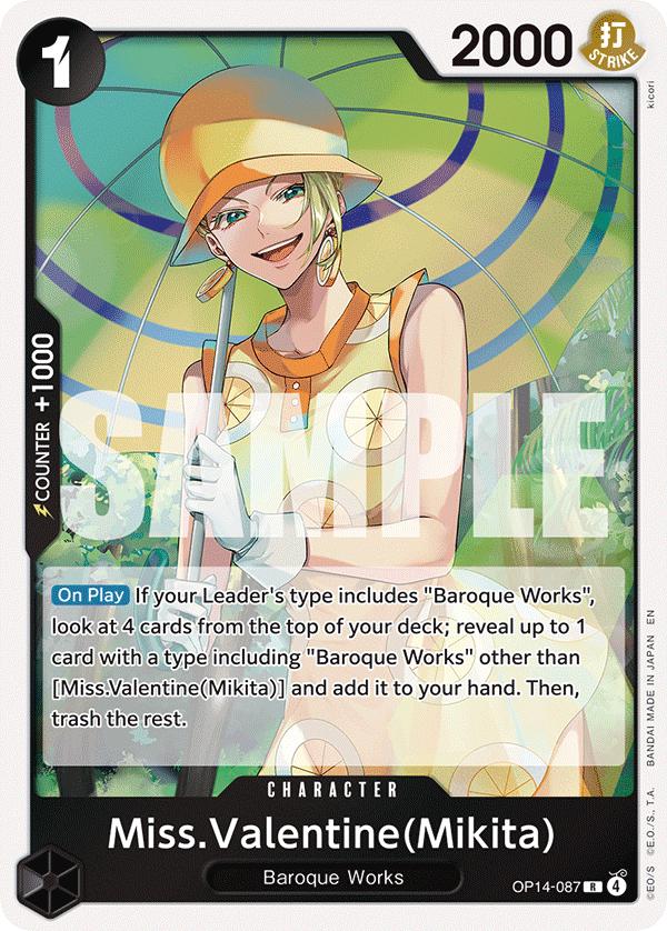 One Piece OP14-087 — Miss.Valentine(Mikita) (R Foil, English)