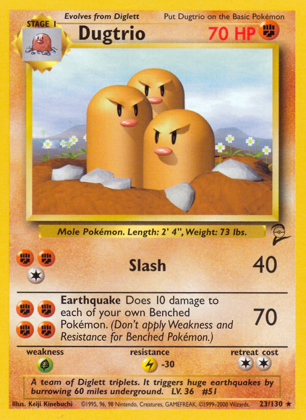 Pokémon Base Set 2 #23 — Dugtrio (Rare)