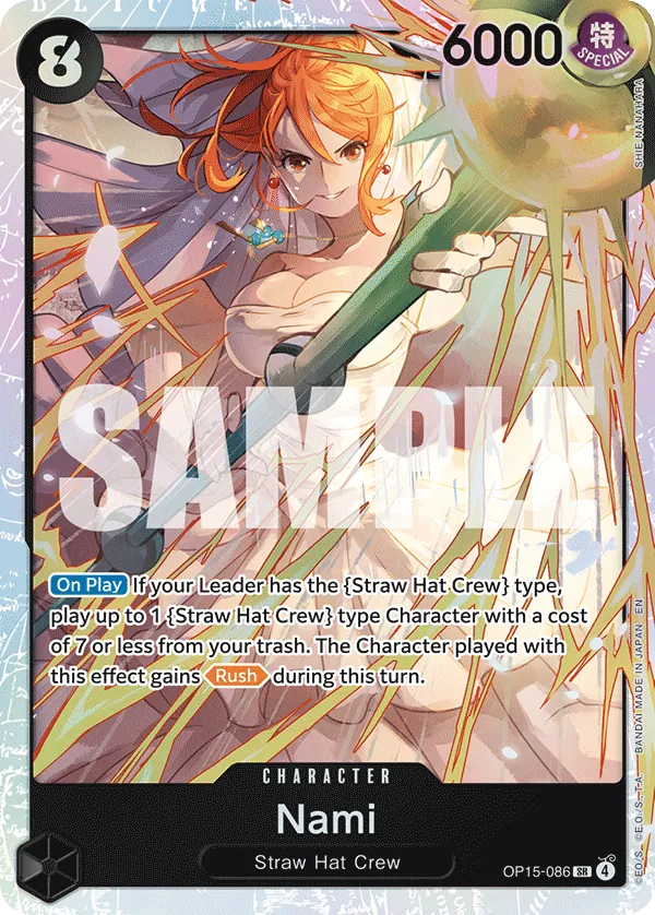 One Piece OP15-086 — Nami (SR Foil, English)