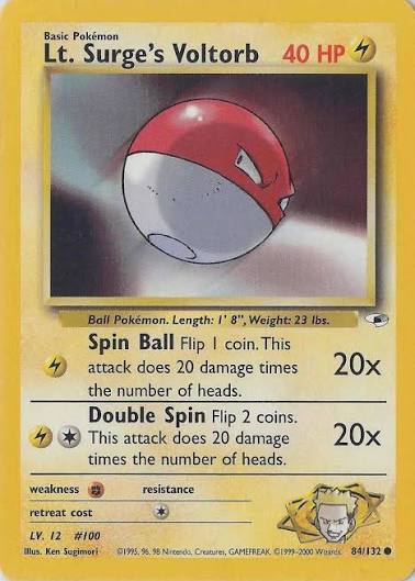 Pokémon Gym Heroes #84 — Lt. Surge's Voltorb (Common)