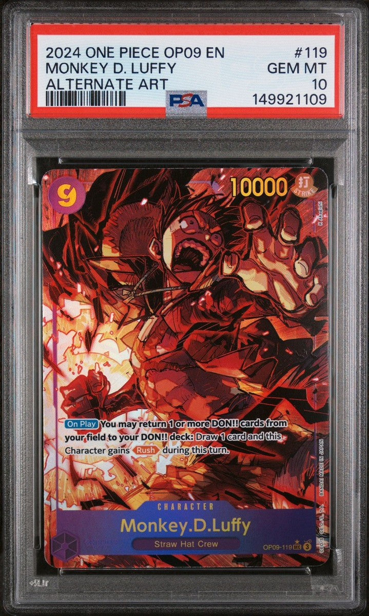 One Piece OP09-119 — Monkey D. Luffy (Alt Art SEC) PSA 10