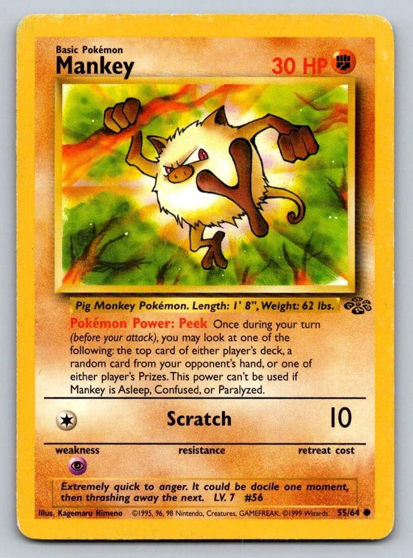 Pokémon Jungle #55 — Mankey (Common)