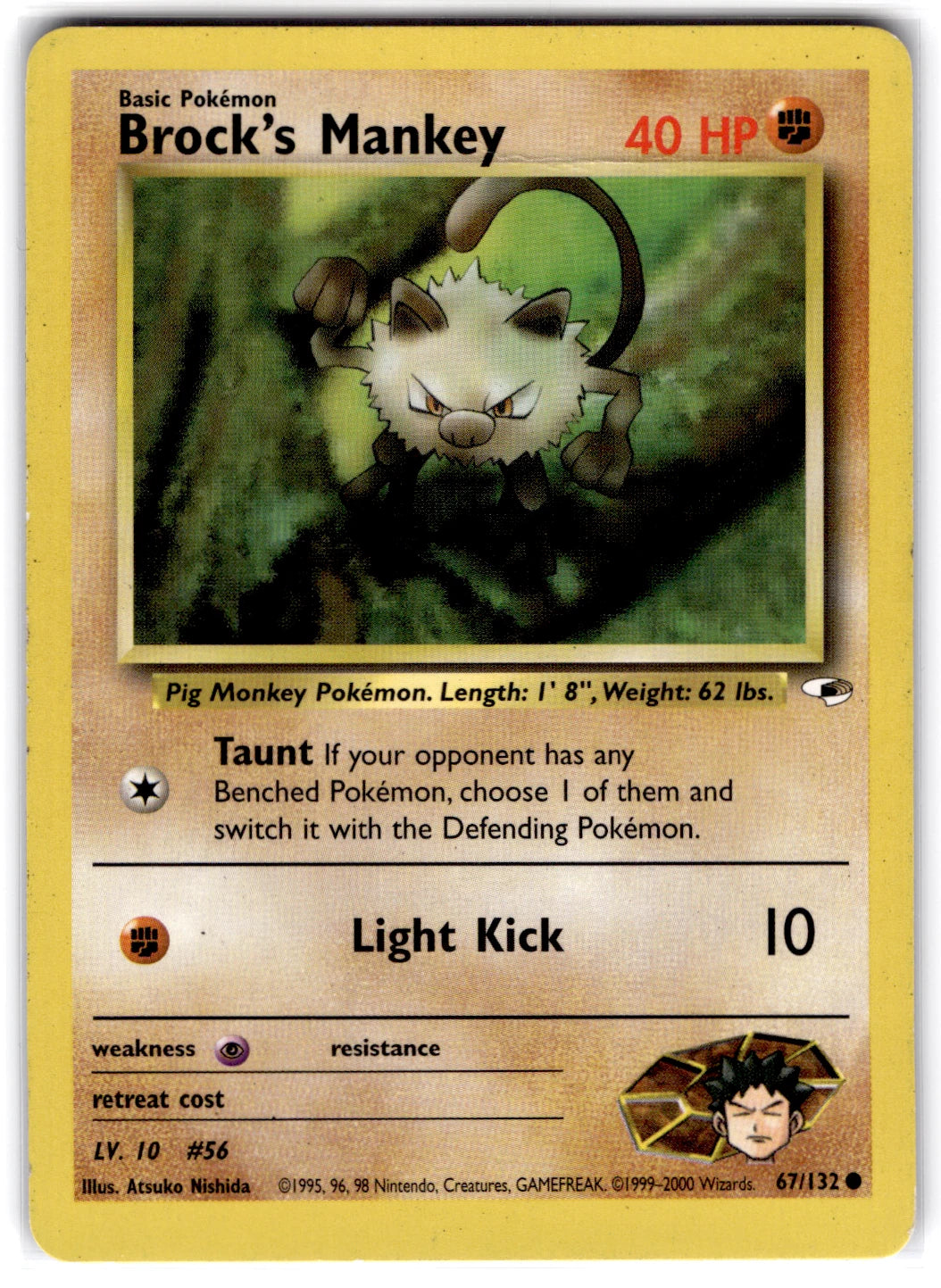 Pokémon Gym Heroes #67 — Brock's Mankey (Common)