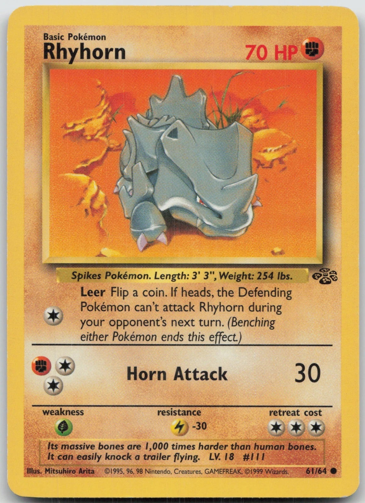 Pokémon Jungle #61 — Rhyhorn (Common) #1